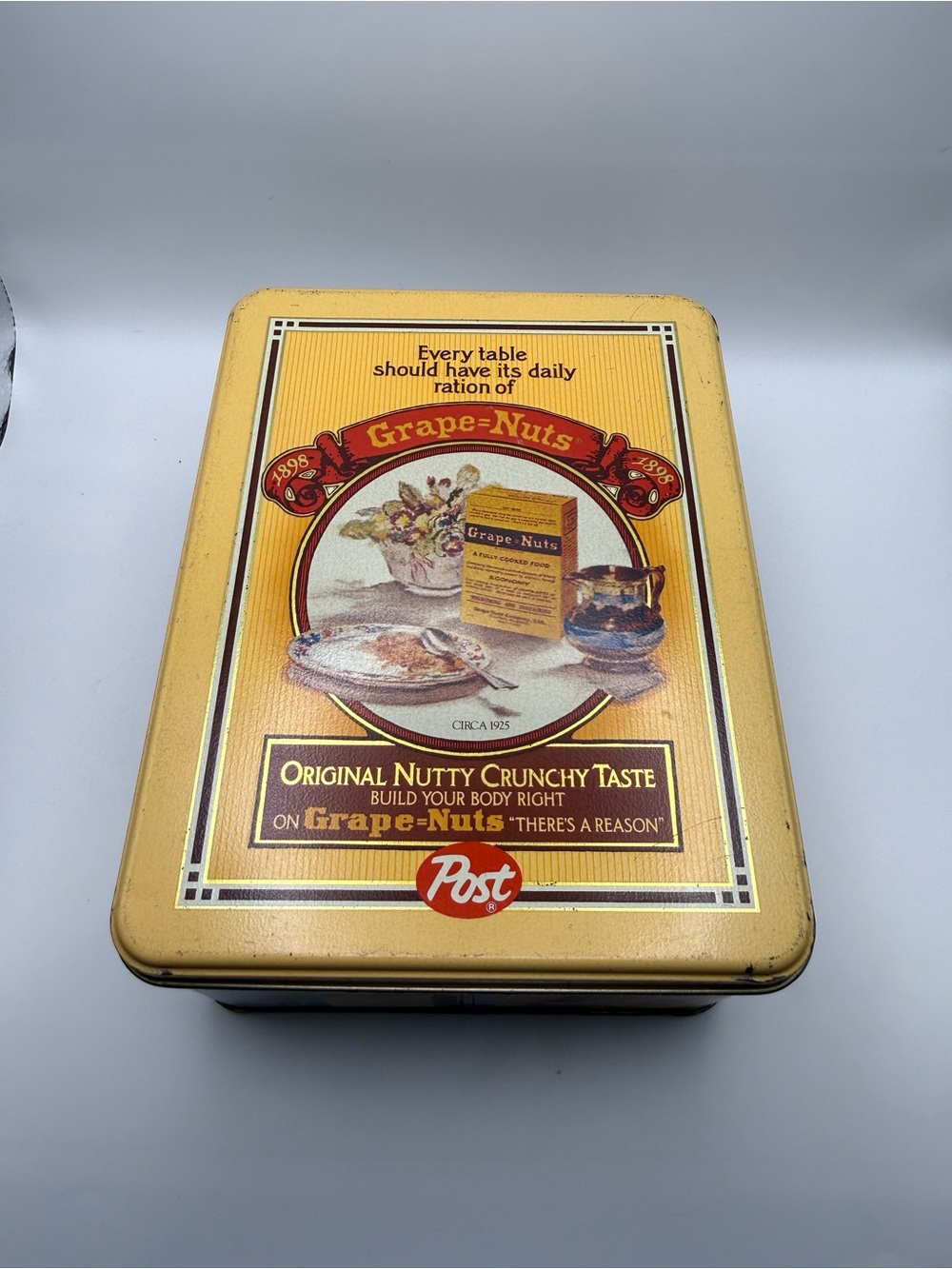 Post Grape-Nuts
Collectible Advertising Tin Storage Canister Box Circa
1925